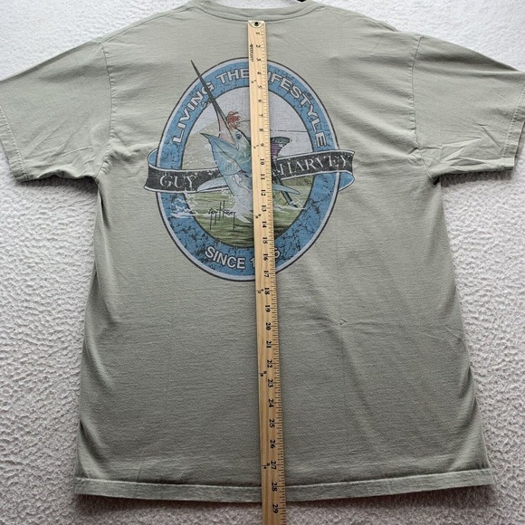 Guy Harvey T-Shirt Mens Large L‎ Marlin Weathered Graphic Fishing Southern Dad - Picture 7 of 12